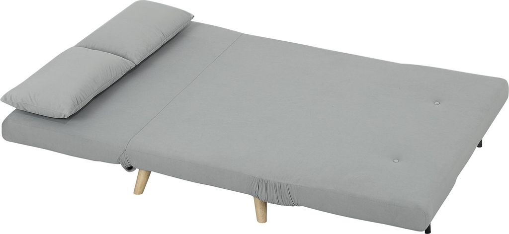 Schlafsofa Relaxsofa Sofa Couch, inkl. 2 Kissen, Samtoptik, 130 x 78 x 79 cm, Hellgrau
