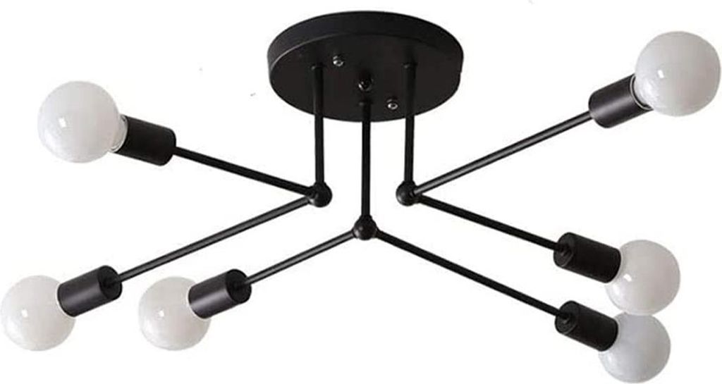 Retro-Kronleuchter mit 6 Lampen, kompatibel mit E27-LED-Leuchtmitteln, geeignet für Wohnzimmer, Esszimmer und Küchen.
