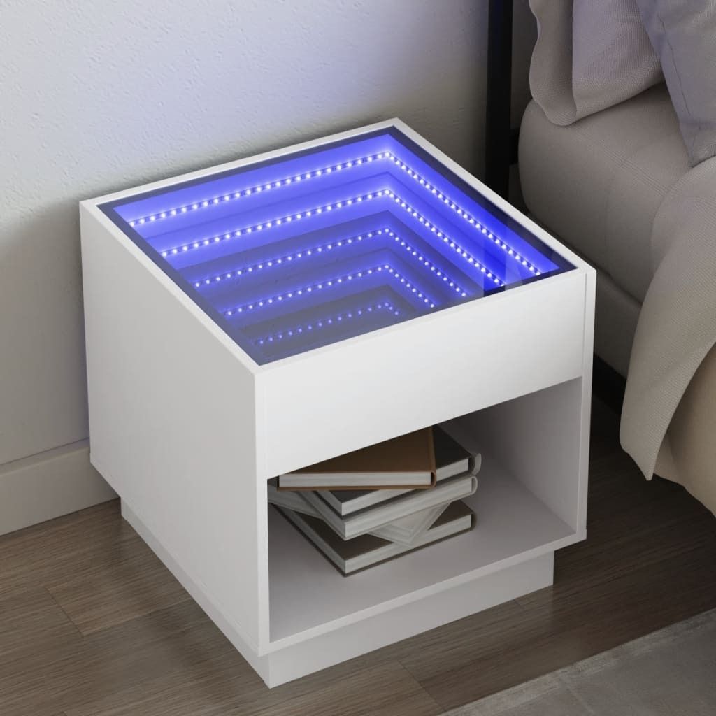 Eleganten-Stil Nachttisch mit Infinity-LED Weiß 50x50x50 cm,19,65 Kg cloris1555038