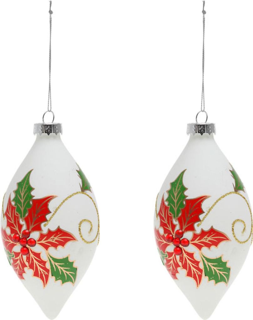 Tropfenförmige Christbaumkugeln aus Glas 2 Stück bunt 13 cm - Einheitsgröße
