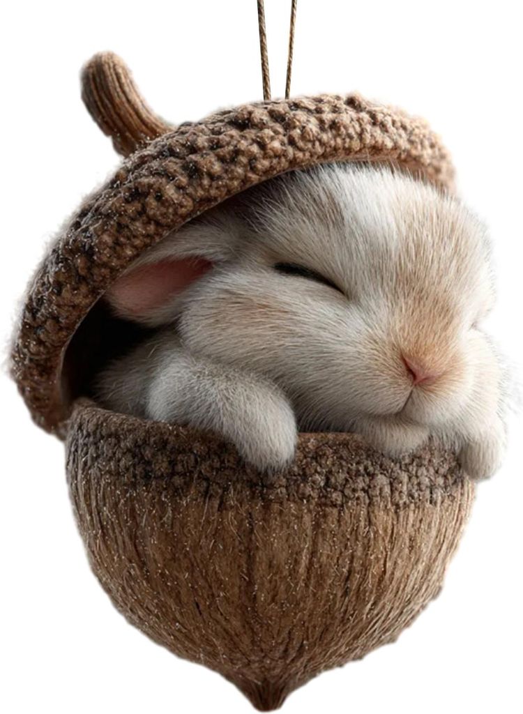 Waldtier-Eichel-Ornamente, gemütliche Tannenzapfen-Tier-Weihnachtsornamente, 2D-Acryl-Waldtier-Hängeornamente für Naturliebhaber