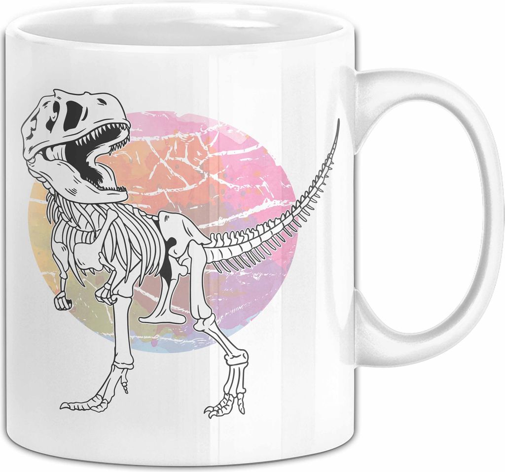 Dinosaurier Tasse Geschenk Skelett Tasse Geschenk Dino T-Rex Geschenk Für Jungs (Weiß)