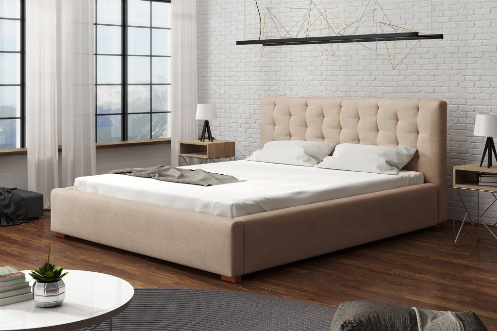 Polsterbett Bett Doppelbett LUCCA Komplettset 160x200cm Stoff Cloud Beige