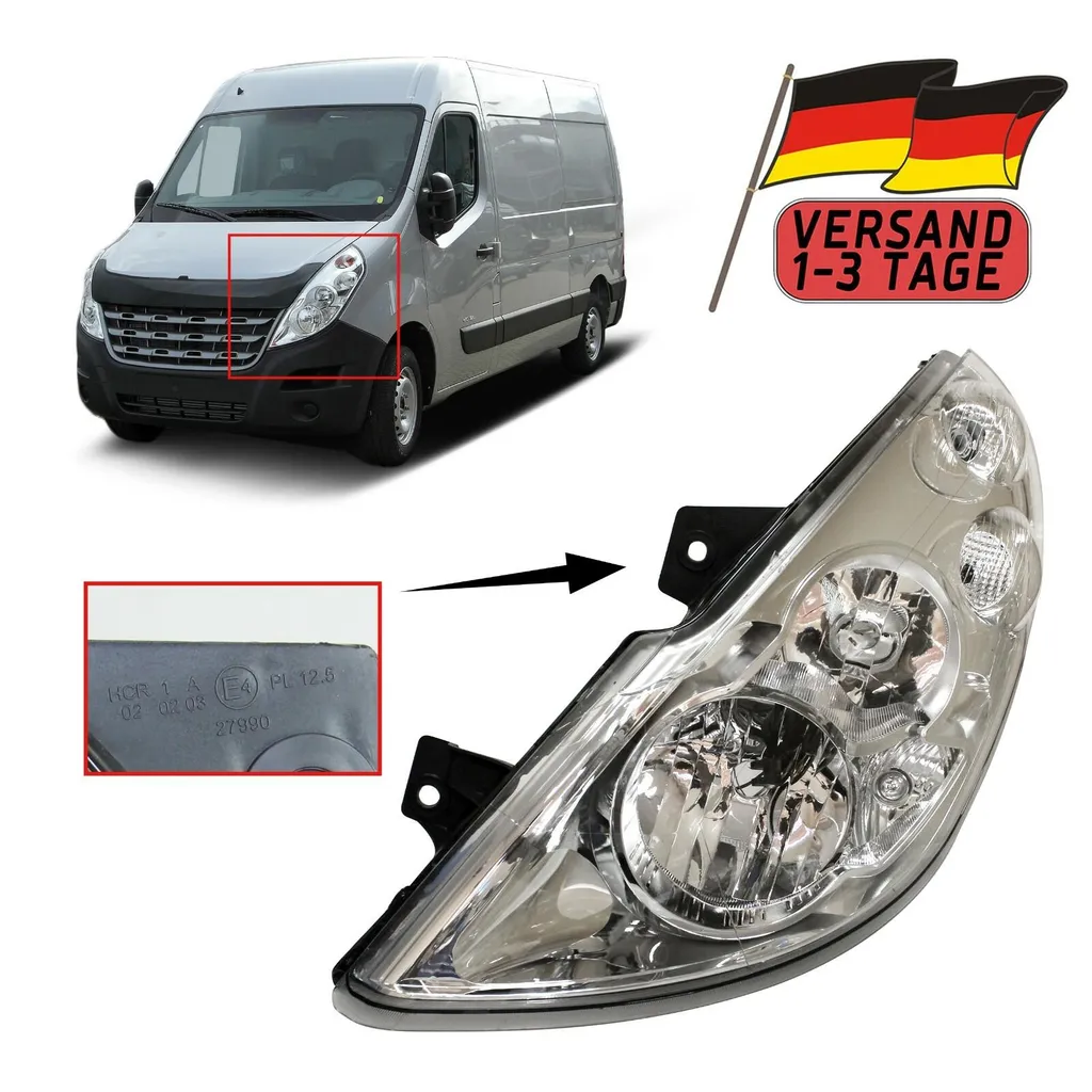 Faro Sinistro Renault Master 2010-2014 con Motore - Ricambio Qualità