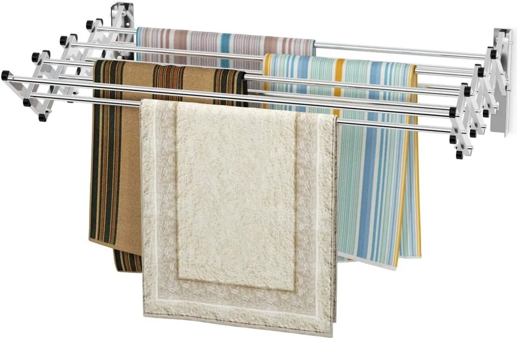 COSTWAY Stendibiancheria da Parete Acciaio Inox 8 Aste 25kg