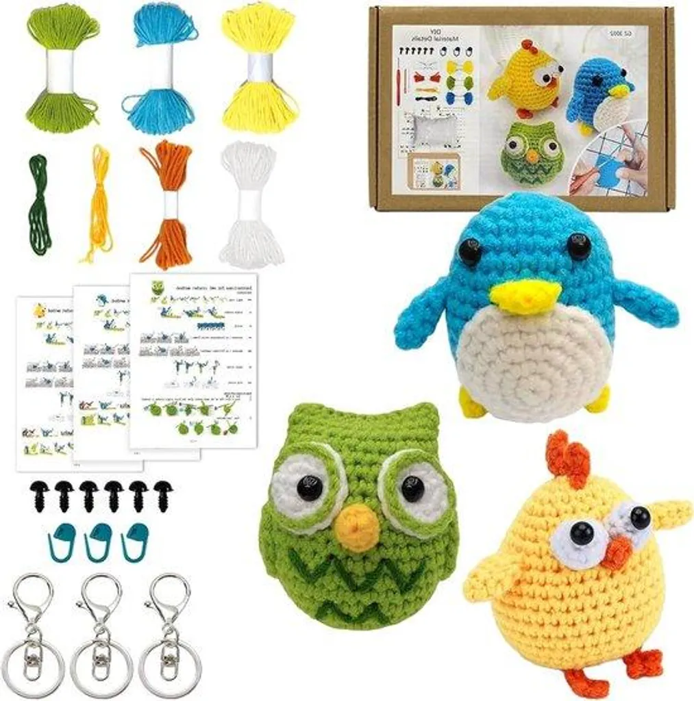 Kit de crochet complet débutant avec fil coton et tutoriel vidéo HD