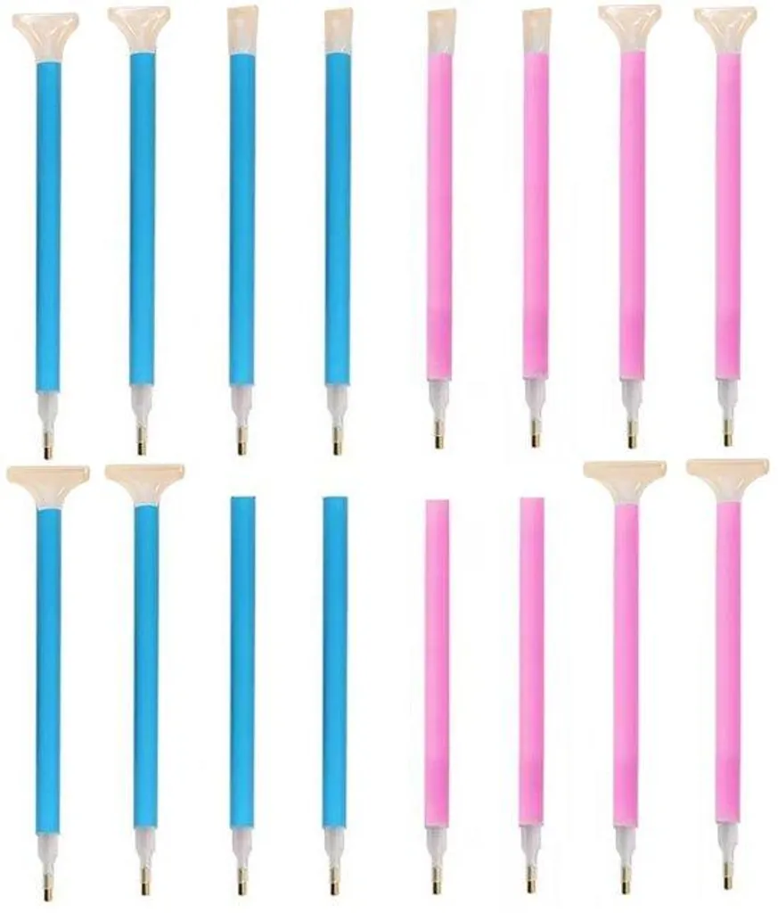 Kit de Stylos Peinture Diamant 16 Pièces Bleus Accessoires Diamond Painting