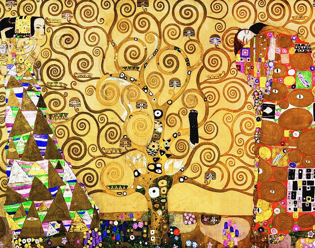 Legendarte - Kunstdruck auf Leinwand - Der Lebensbaum Gustav Klimt - Wanddeko, Canvas cm. 80x100