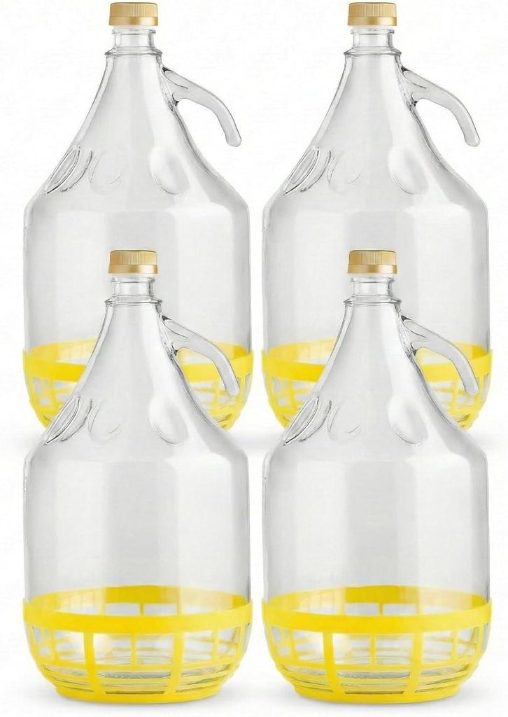 4 x 5L Glasballon (Gallone) mit Schutzkorb, Produktbild 
