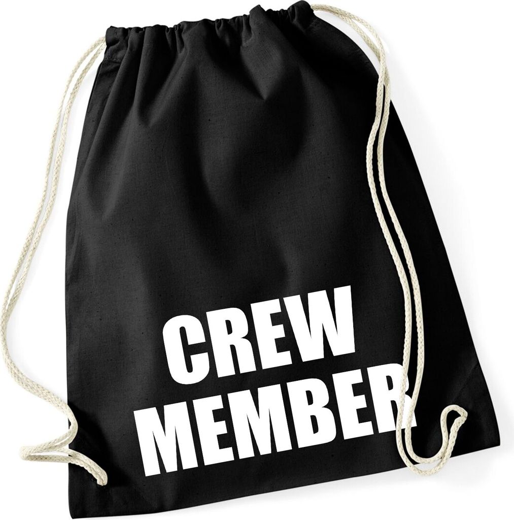 Huuraa Turnbeutel Crew Member Schriftzug 12 Liter Black Baumwolle Rucksack Geschenkidee
