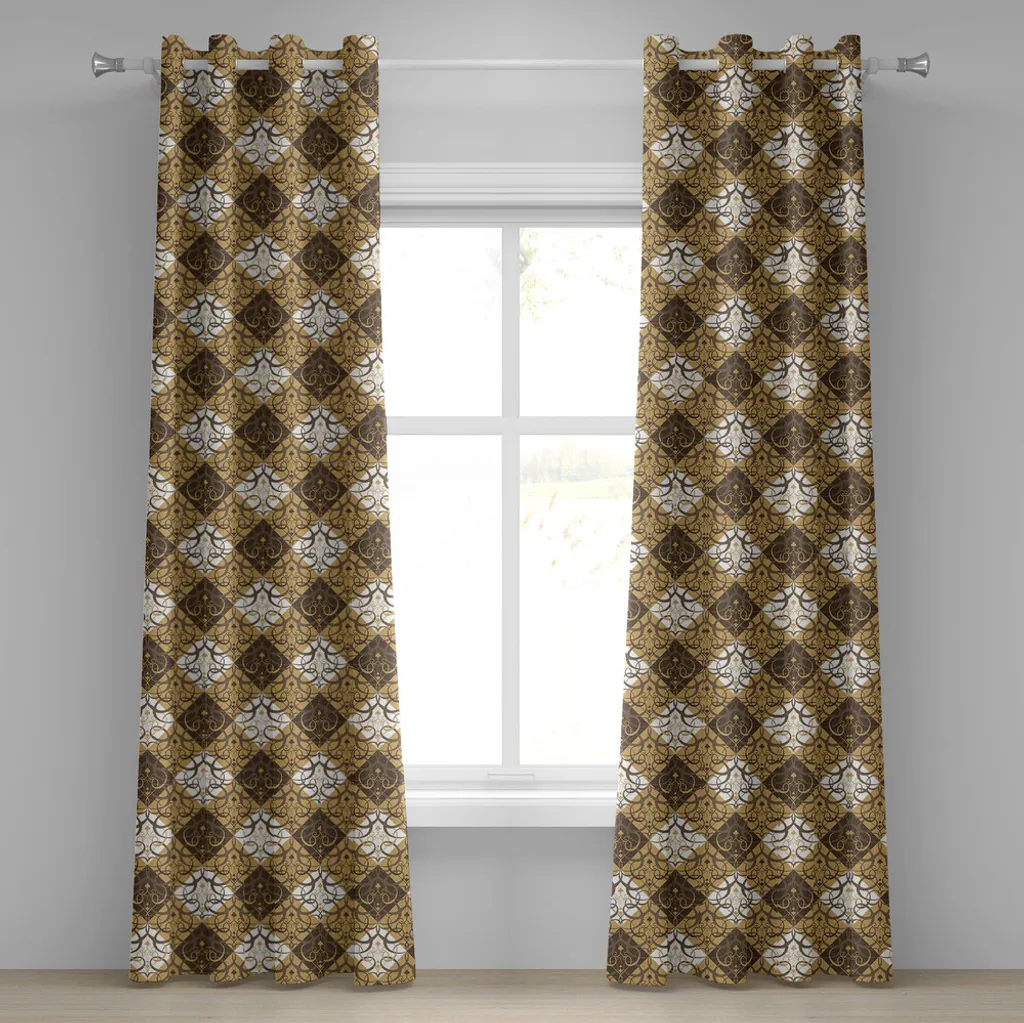 Tende Decorative ABAKUHAUS 2 Pannelli 280x175 cm Motivo Astratto Marrone