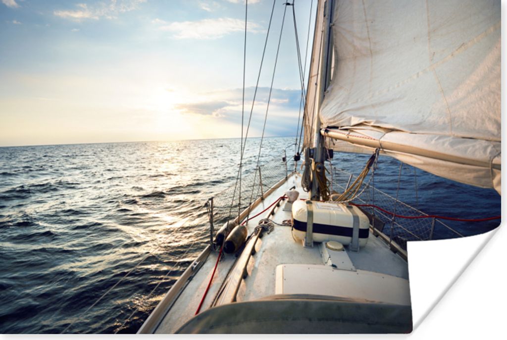 MuchoWow Poster Meer - Segelboot - Sonne 60x40 cm - Schlafzimmerdekoration