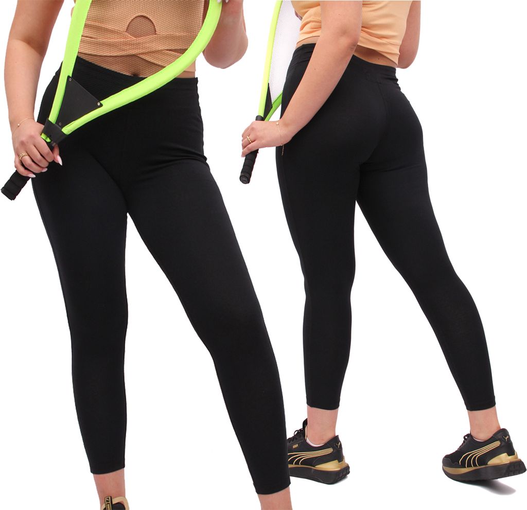 FIRI Damen-Sport-Leggings aus Baumwolle, schwarz, L