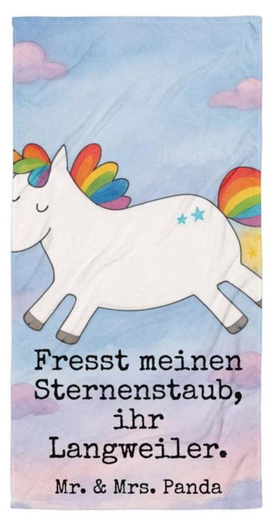 Mr. & Mrs. Panda Strandtuch Einhorn Happy Design - Weiß - Geschenk, Einhörner, Badehandtuch, Spannend, Reisehandtuch, Handtuch, Unicorn, Duschhan...