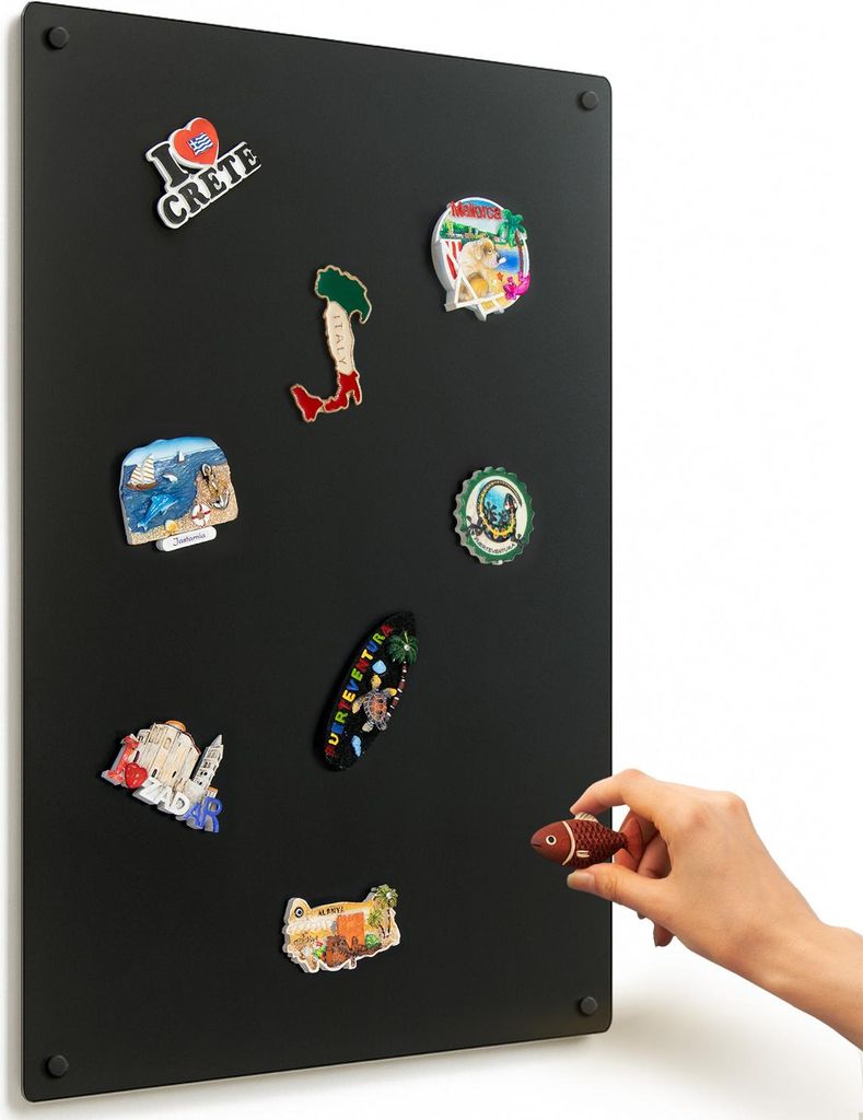 Magnettafel Schwarz 80x50 cm, Metall Magnetische Tafel, Magnetpinnwand, Magnetboard, Magnetwand, Wandmontage, für Wohnzimmer, Küche, Flur, Kinder...