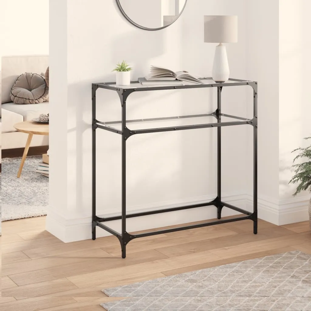 Consolle Ingresso 80x35 Vetro Trasparente e Acciaio - Design Moderno