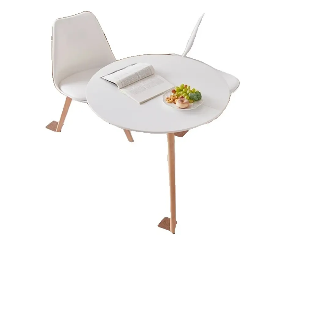 Coin repas complet blanc : table ronde et chaises pour petit espace