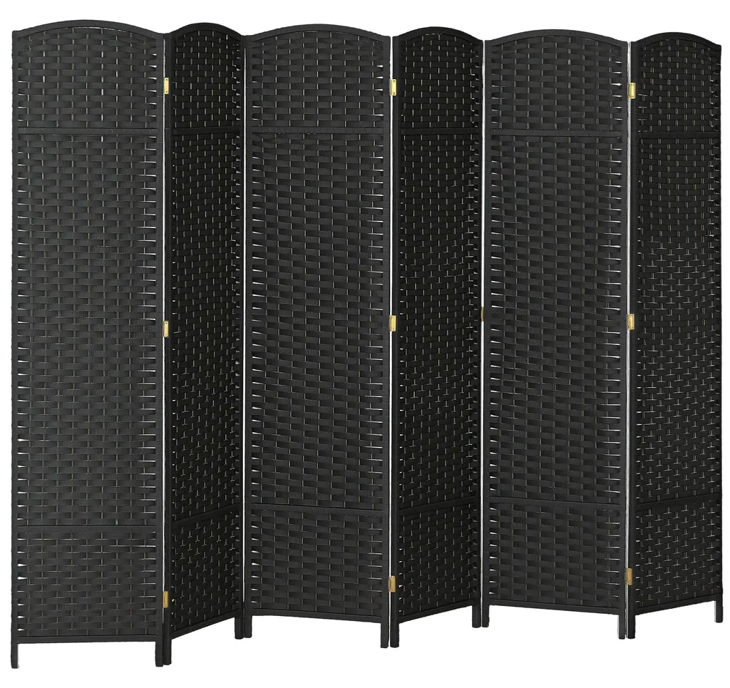 Paravent HOMCOM 6 Panneaux 240x170 cm - Cloison de Séparation Bois Noir