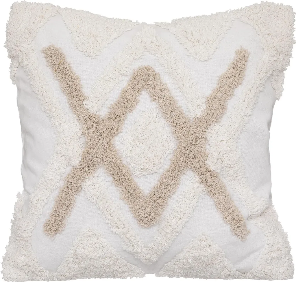 Housse de coussin en coton tufté 40x40 cm - Accessoire Déco Ethnique