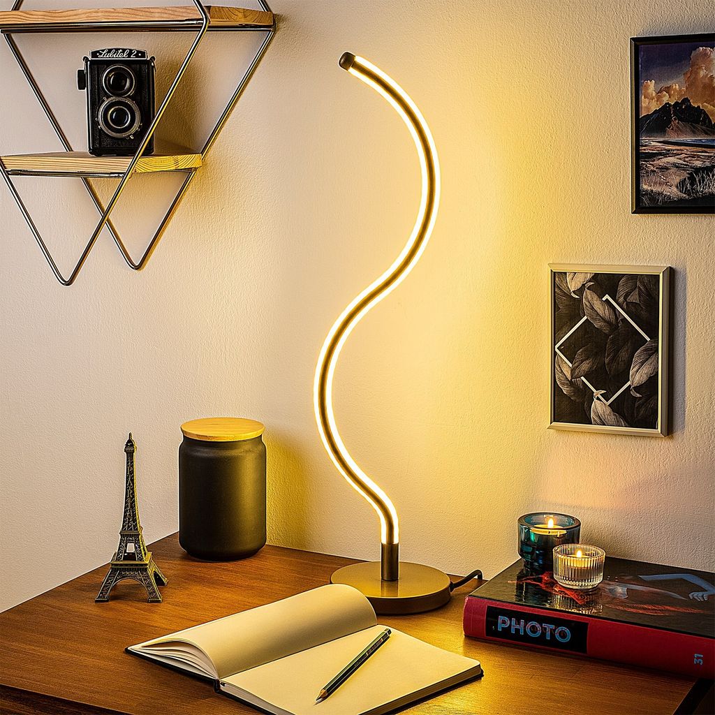 Opviq, Yılan - 13277, Tischlampe, METALLKÖRPER, Gold, 13 x 13 x 57 cm