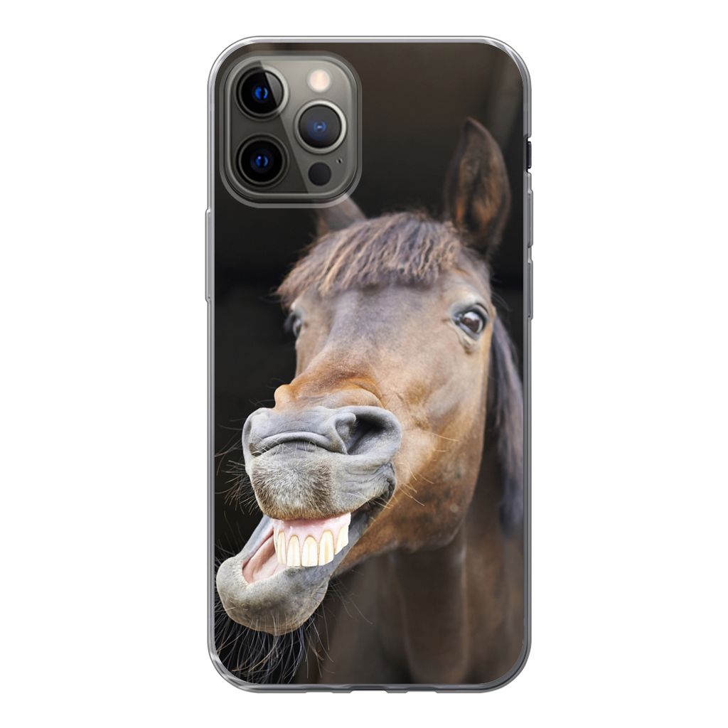 MuchoWow Handyhülle Schutzhülle Hülle für iPhone 13 Pro Pferd - Lustig - Stall - Kinder - Jungen - Mädchen - Kinder Silikon Softcase Handy H...