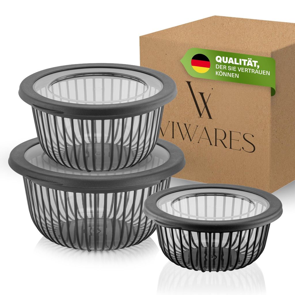 Lot de 3 bols Viwares avec couvercles empilables (6 pièces) Image du produit 