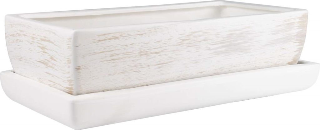 Keramický kvetináč 29 cm Obdĺžnikový kvetináč s podšálkou Obrázok produktu 