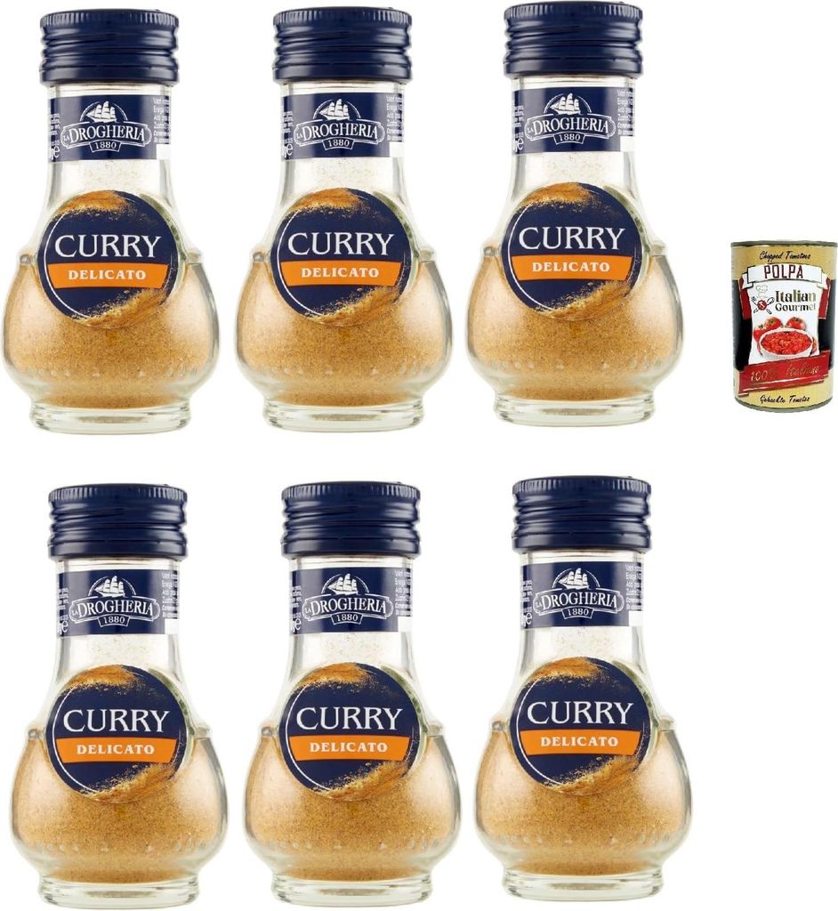 La Drogheria Curry Delicato, Gewürzmischung mit kräftigem Geschmack, für traditionelle orientalische Gerichte, 6x 30g + Italian Gourmet polpa 400g