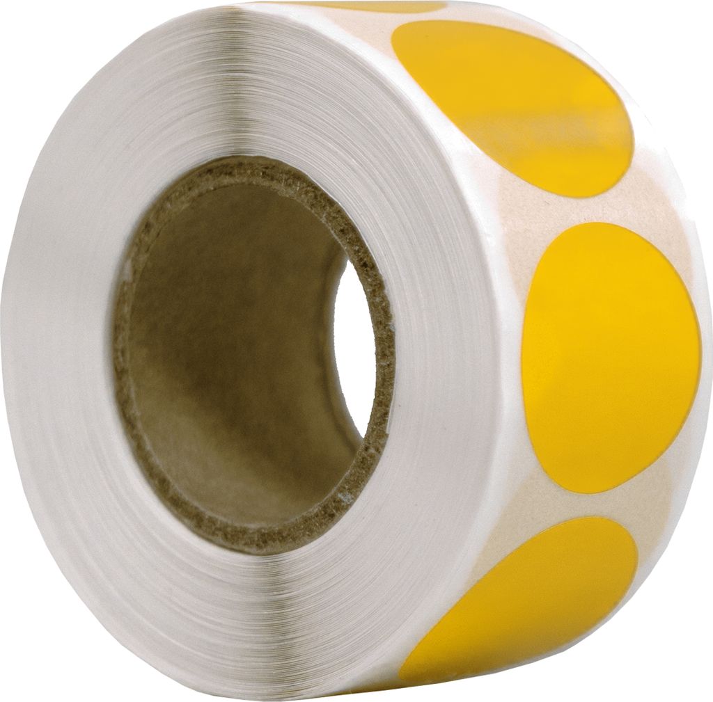 500 Runde Etiketten Gelb 20 mm auf Rolle - Siegel - Markierungspunkte - Leere runde Aufkleber - DULA