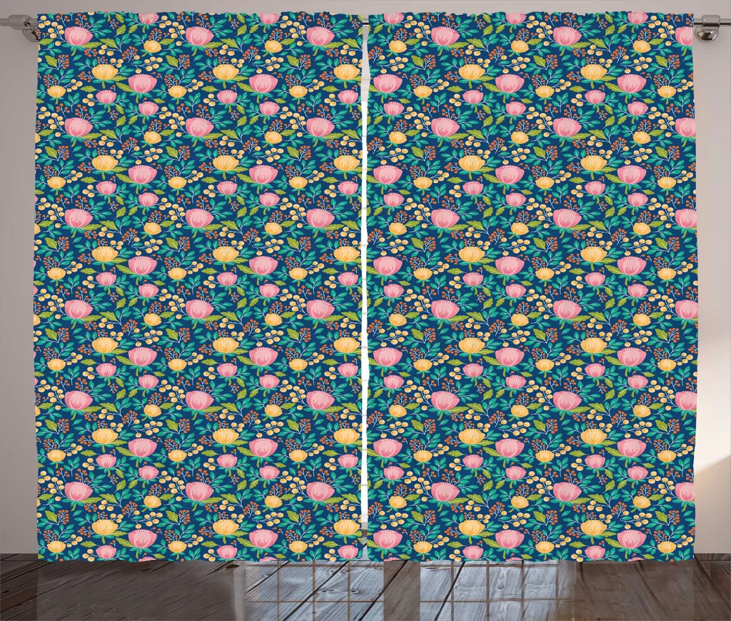 Rideaux Universels Colorés 280x225 cm, Impression Jardin Anglais Durable