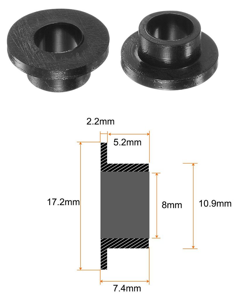 12 Stš¹ck Geflanscht Hš¹lse Lager 8mm Bohrung 10.9mm AD 7.4mm L?nge Nylon Buchsen fš¹r Welle Schwarz