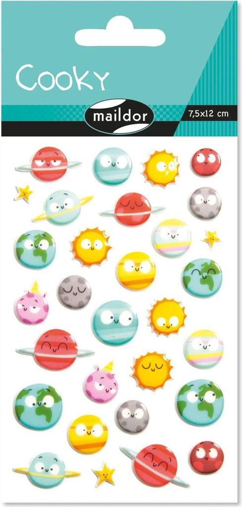 Maildor 10x Cooky, 1 Stickerbogen 7,5x12cm, Planeten - Mehrfarbig CY128C