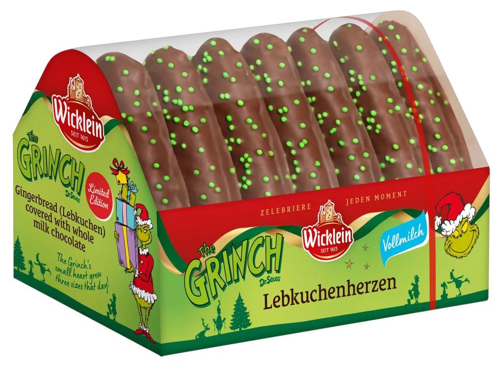 Wicklein The Grinch Lebkuchenherzen Vollmilch-Schokolade Produktbild 