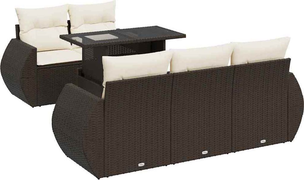 "2026 MODERNE" 6-tlg. Garten-Lounge-Set - elegantes Design - Sitzgruppe/Gartengarnitur - mit Kissen Braun Poly Rattan - Terassenmöbel NeuMöbel866234