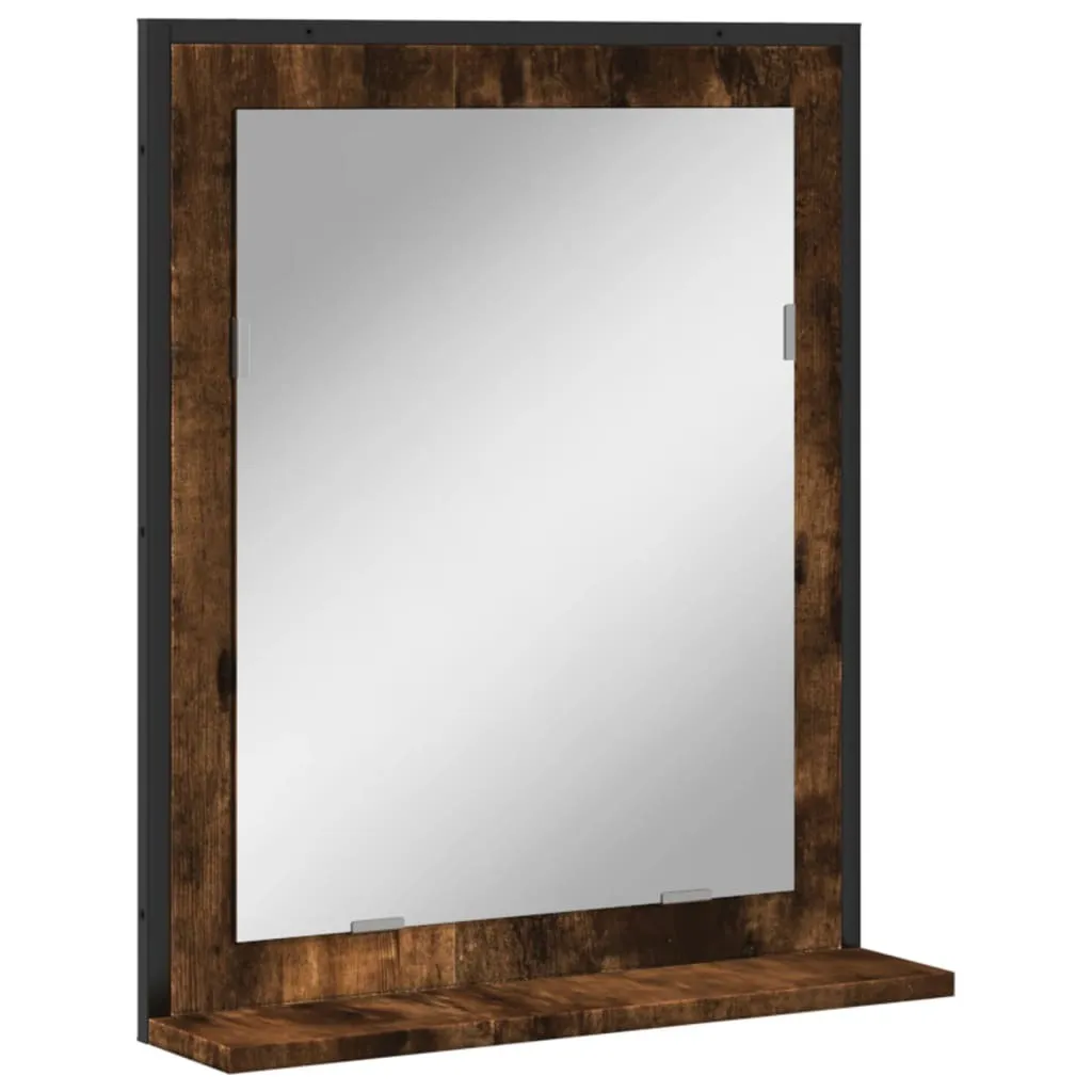 Specchio Bagno con Mensola Rovere Fumé 50x12x60 cm | vidaXL Arredo