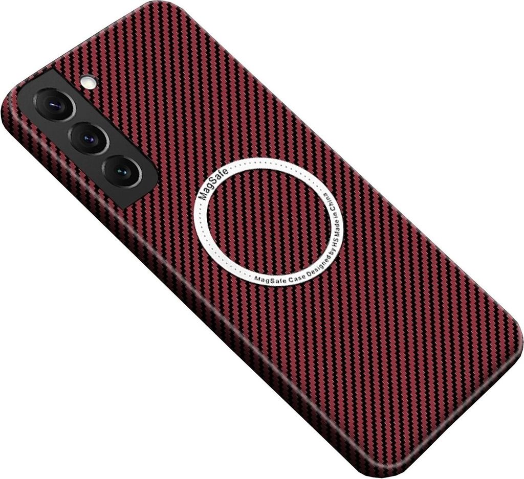Für Samsung Galaxy S25 Plus 5G MagSafe Design Ultra Dünn Carbon Textur Hülle Rot