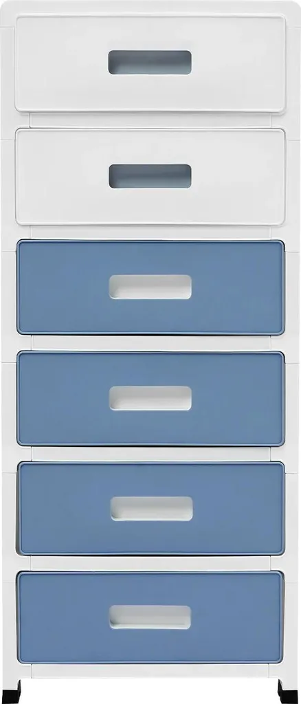 Armoire à tiroirs pour bureau et loisirs créatifs - 6 bacs plastiques sur roulettes