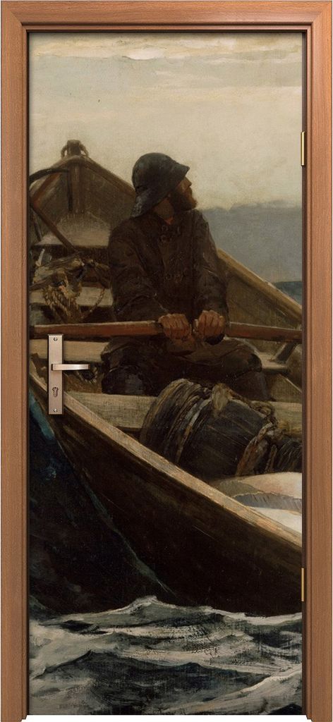 Türposter 80x200 cm Türaufkleber Türtapete Türfolie Klebefolie Fischer Winslow Homer Die Nebelwarnung
