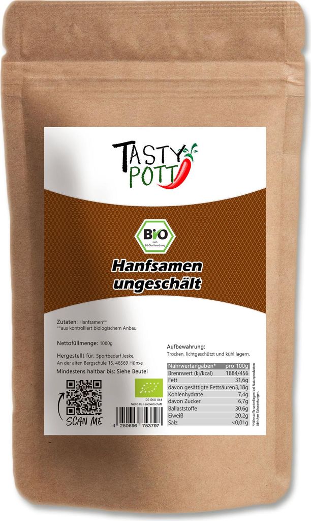 Hanfsamen naturbelassen & ungeschält 1kg