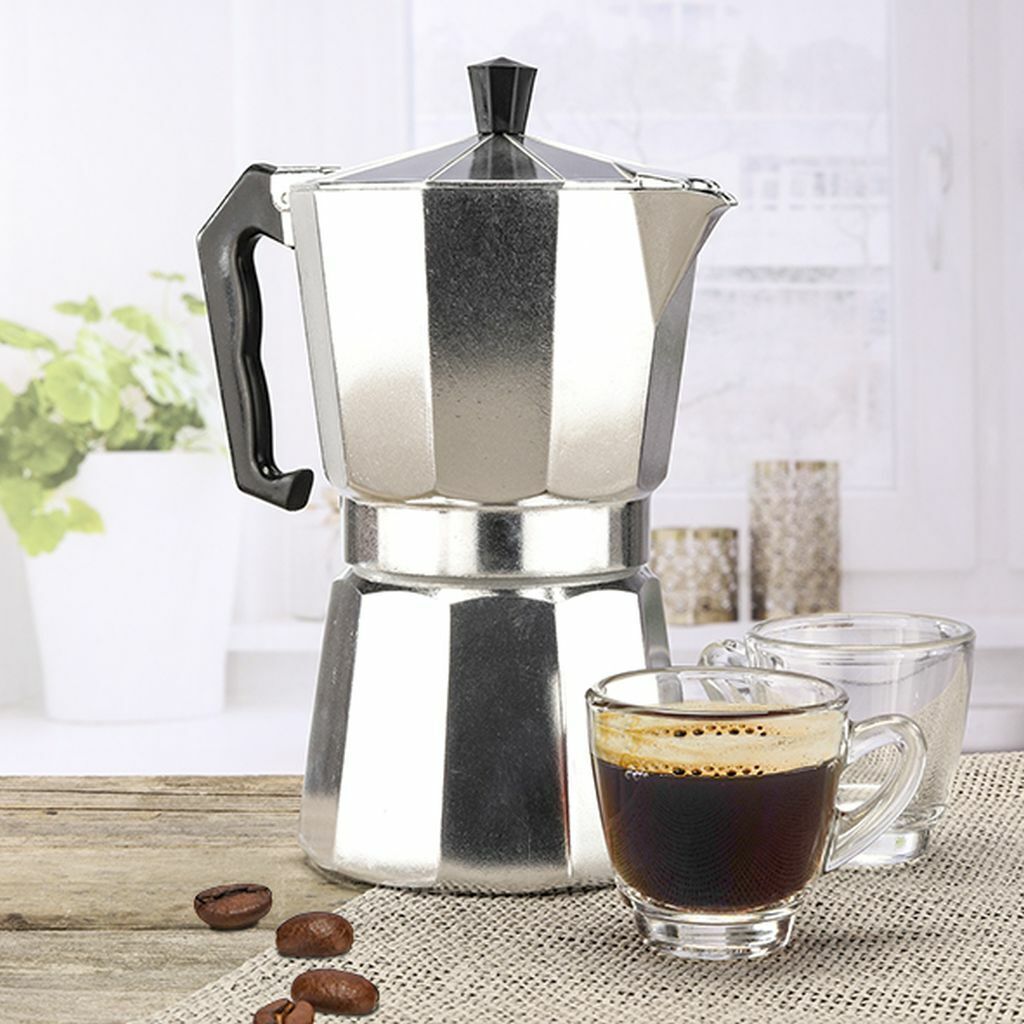 Espressokocher für 6 Tassen Espresso Mokka Kaffee Silber