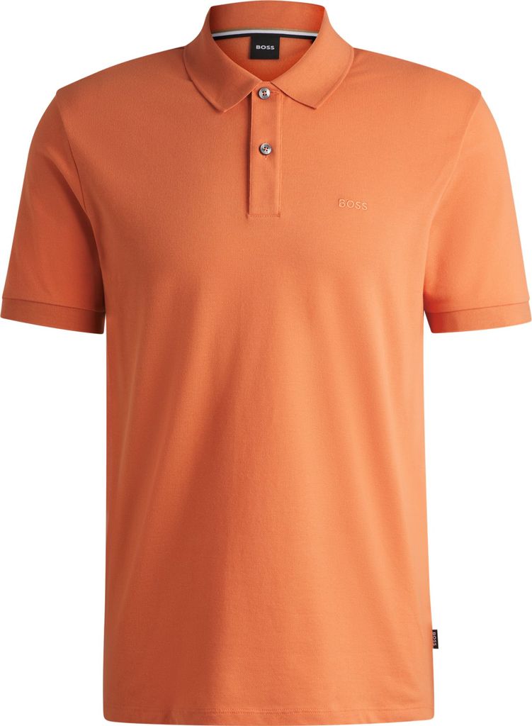 Boss Black Pallas Piqué-Poloshirt mit kurzen Ärmeln orange normale Passform