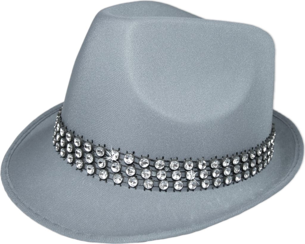 Disco Party Hut Trilby Kristall Grau Produktbild 