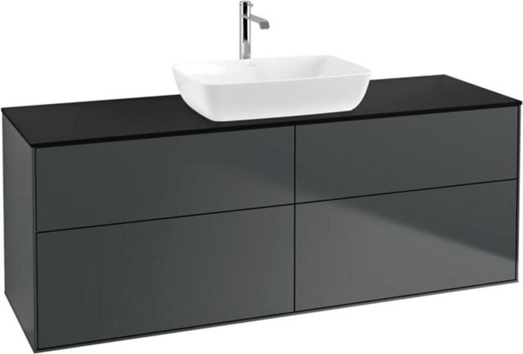 V&B Waschtischunterschrank Wandbeleuchtung Finion 160x60cm, Abd.-Pl. bla m, md bl. m Lac