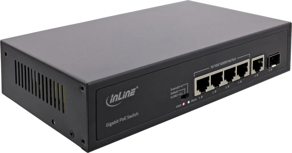 InLine Commutateur réseau Gigabit 5 ports avec 4 PoE+ et 1 SFP 1Gb/s