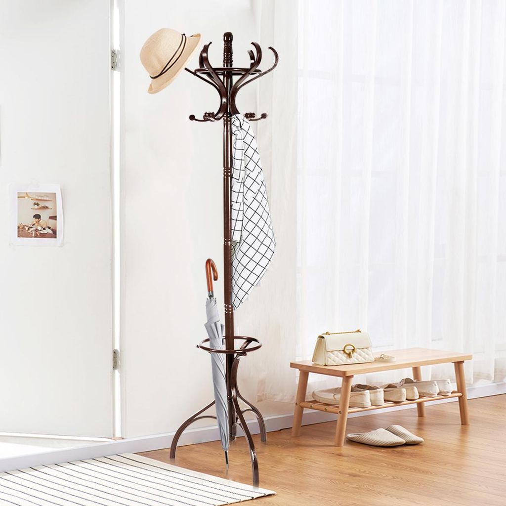 COSTWAY Wieszak na ubrania 182 cm, drewniany wieszak na Zdjęcie produktu 