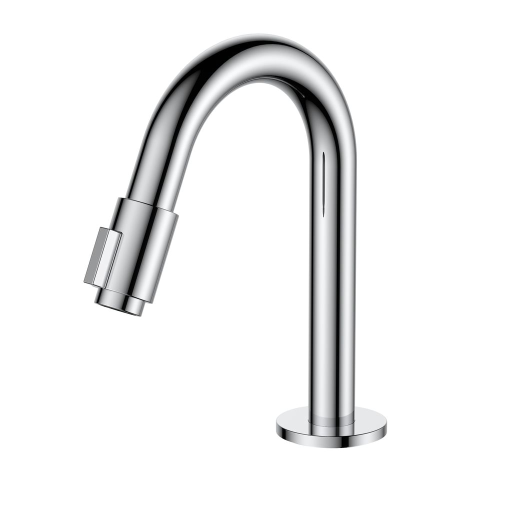 DEUSENFELD SVZ - Design Standventil "ZERO" Wasserhahn, Standhahn, Kaltwasser Armatur, rund, inkl. Edelstahl Flexschlauch, DN15 1/2", verchromt