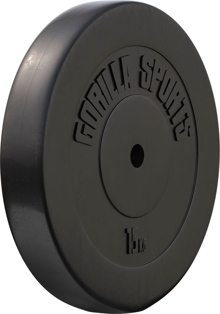 GORILLA SPORTS Hantelscheiben - 15kg Gewichte, 30mm Bohrung, aus Kunststoff - Gewichtsscheiben, Hantelscheiben-Set, Hanteln