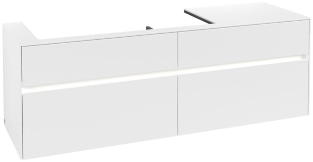 Villeroy & Boch Collaro Waschbeckenunterschrank, 4 Auszüge, Waschbecken links, Wandmontage, mit integrierter Beleuchtung, 1600x548x500mm, C029B0MS