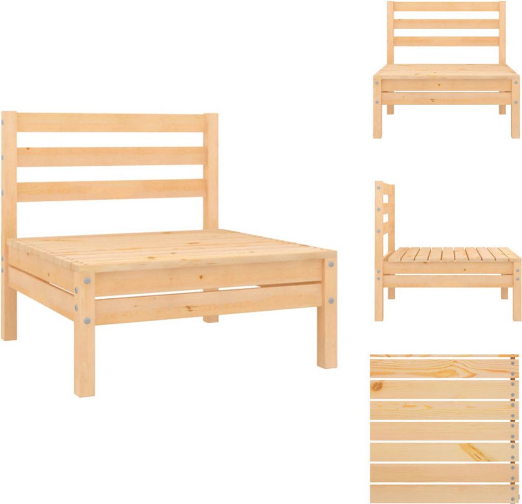 vidaXL Garten-Mittelsofa Massivholz Kiefer - Gartenmöbel-Sets