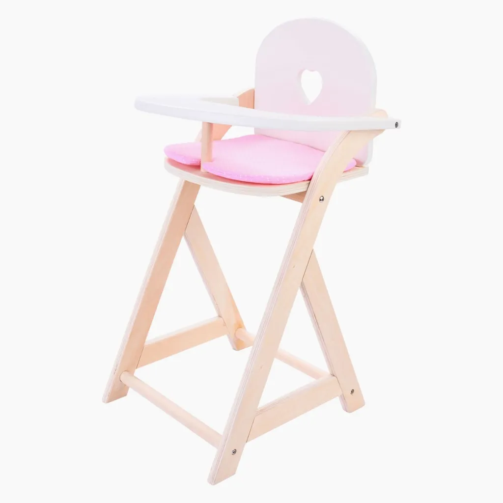 Chaise de poupée Engelhart rose et blanc en bois pour jouet d'enfant